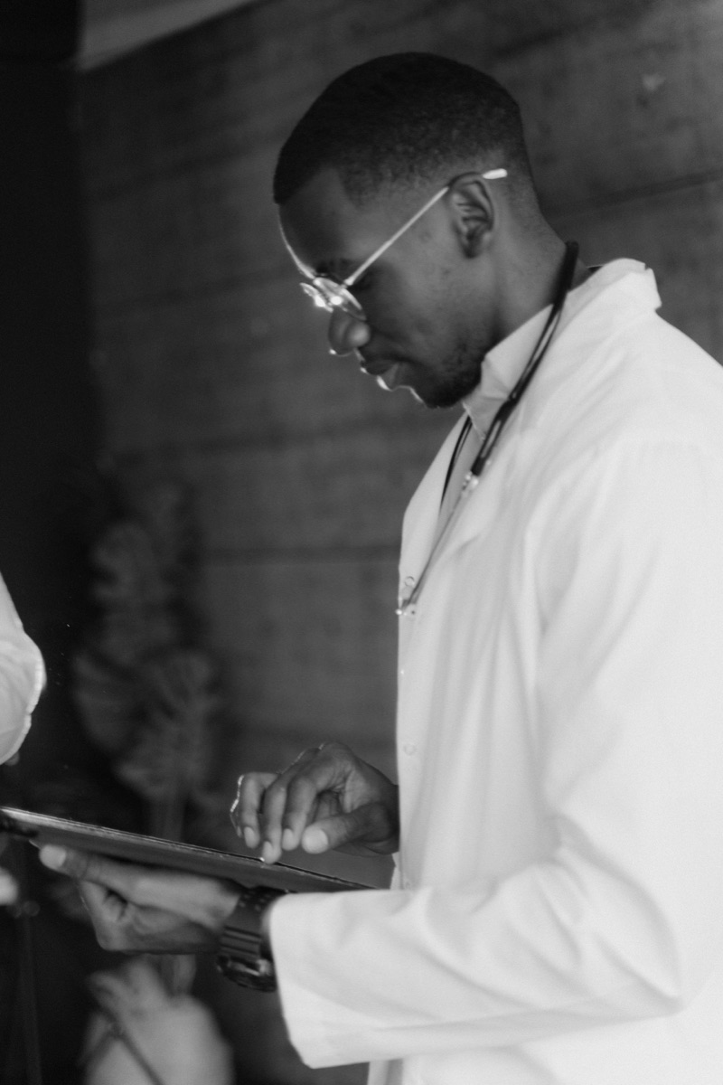 A clinician recording a baseline measurement on a tablet